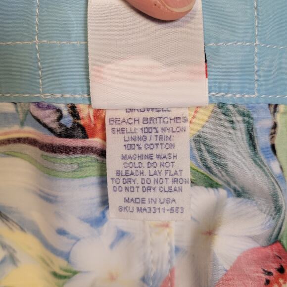 RARE Birdwell Beach Britches Board Shorts 34" Paradise Transparent Floral Lined - Picture 15 of 16